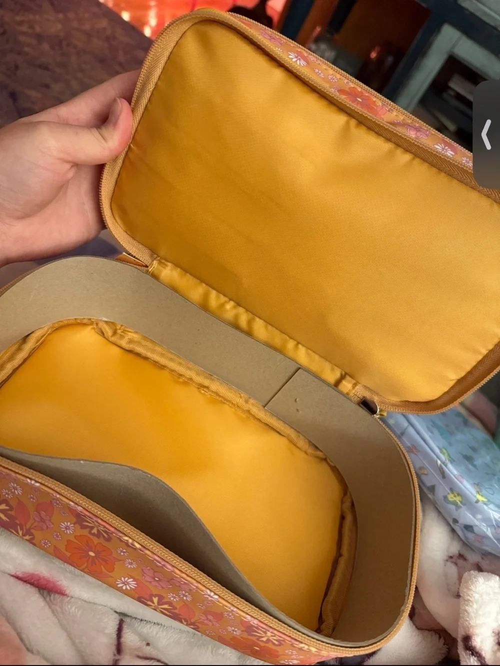 Floral Cosmetic Case - Orange Pink